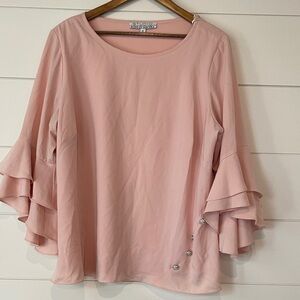 Studio Badgley Mischa Blush Ruffle Sleeve Blouse